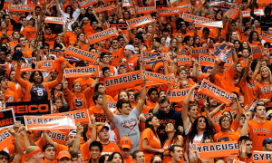 The Syracuse student section cheer on the Orange Syracuse's in second half action at the Carrier Dome. Dennis Nett/The Post-Standard